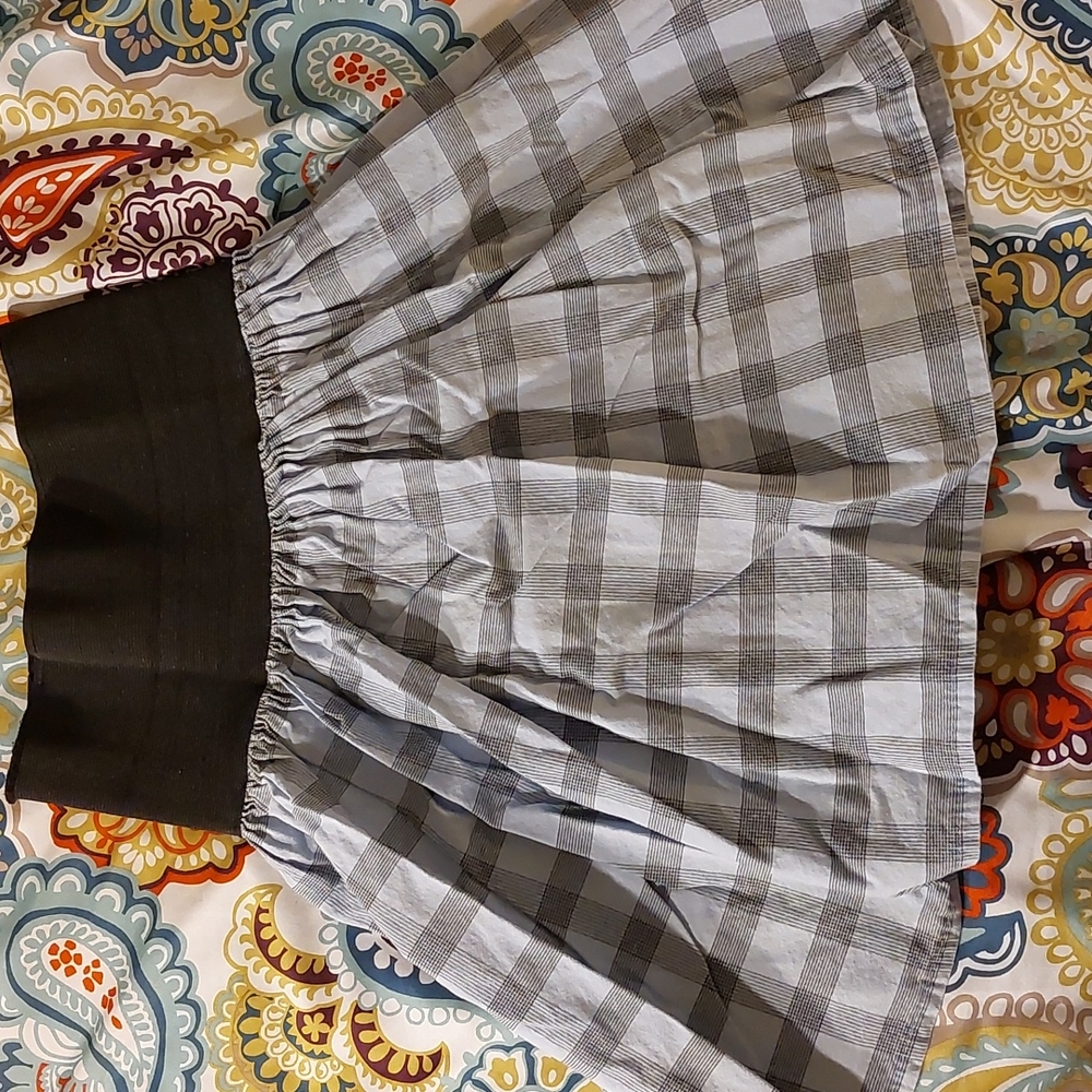 Pale blue/black plaid miniskirt